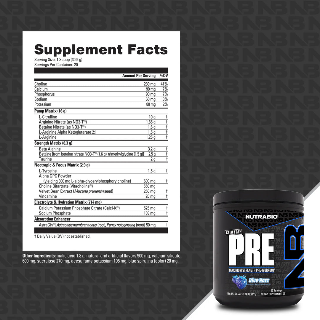 Nutrabio - PRE Workout Stim Free
