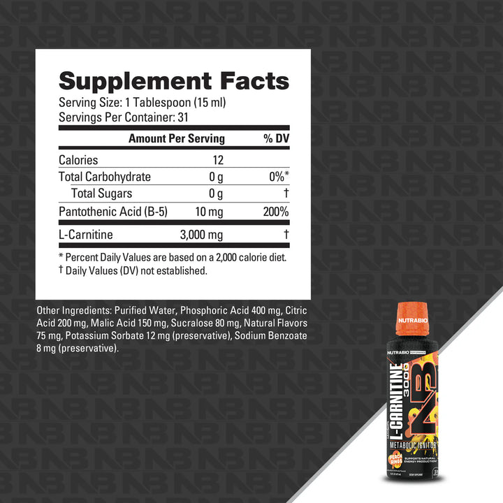 Nutrabio - LeanShots L-Carnitine (3000mg)