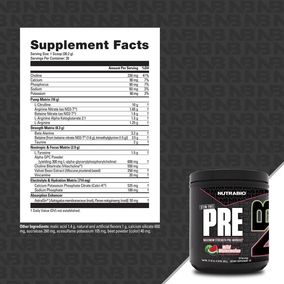 Nutrabio - PRE Workout Stim Free