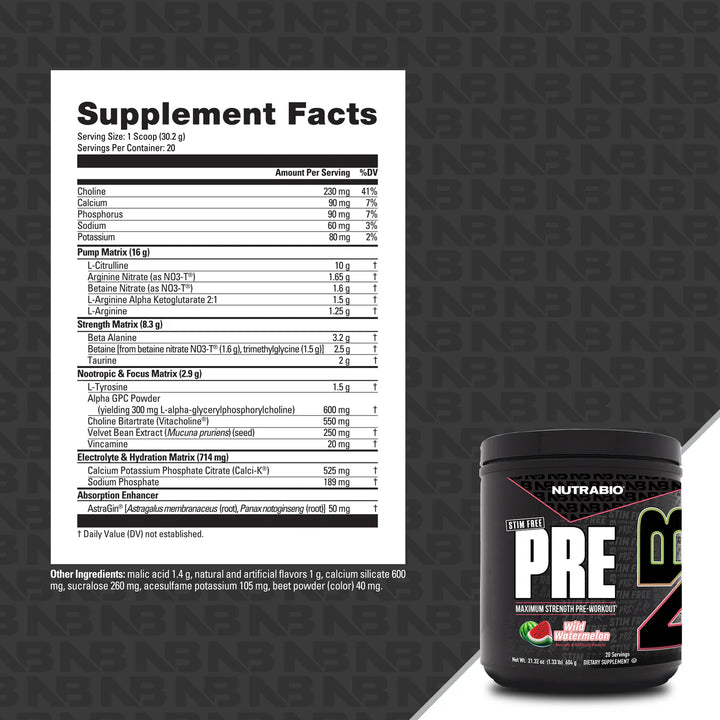 Nutrabio - PRE Workout Stim Free