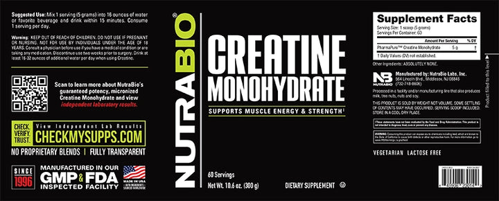 Nutrabio - Creatine Monohydrate