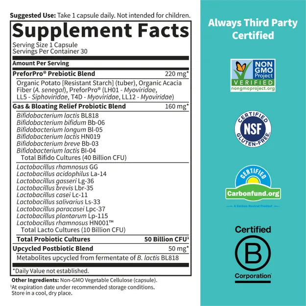 Garden of Life - Dr. Formulated Probiotics Gas and Bloating† 50 Billion
